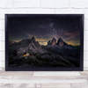 Tre Cime Di Lavaredo Night Dolomites Italy Wall Art Print