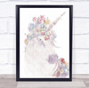 Unicorn Floral Horse Flower Illustration Wall Art Print