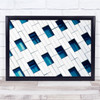 Walls N Windows Blue And White Diagonal Wall Art Print