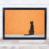 Alone Cat Animal Minimal Orange Wall Art Print