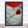 Rose And Red Flowers Balloons Wall Art Print