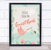 Stork With Baby Shower Green Please The Guest Book Personalised Event Party Sign