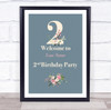 Formal Floral Blue Welcome Birthday Personalised Event Party Decoration Sign