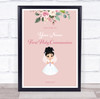 Dark Hair Girl First Holy Communion Personalised Event Party Decoration Sign