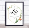 Watercolour Lilies Gold A Celebration Of Life Funeral Personalised Sign