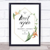 Watercolour Lilies Gold Geometric Until We Meet Again Funeral Personalised Sign