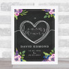 Purple Bouquet & Chalk In Loving Memory Heart Funeral Personalised Event Sign