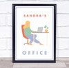 Office Woman Blonde Hair Simple Laptop Room Personalised Wall Art Sign