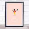 Woman Skipping Pink Exercise Corner Room Personalised Wall Art Sign