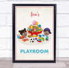 Dark Skin Kids On Floor Toys Play Room Personalised Wall Art Sign