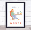 Office Ginger Hair Simple Laptop Room Personalised Wall Art Sign