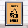 Office Stick Man At Desk Simple Room Personalised Wall Art Sign