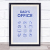 Blue Icons Dad's Office Room Personalised Wall Art Sign
