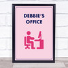 Pink Office Sign Room Personalised Wall Art Sign