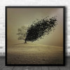 Conceptual Surreal Tree Birds Transformation Transform Dissolve Square Wall Art Print