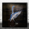 Touch Down Large Bird Lading In Lake Square Wall Art Print