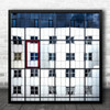 Red Frame Window Windows Reflection Glass Modern Mirror Mirrors Square Wall Art Print