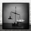 Still Life Surreal Weight Balance Scale Measure Conceptual Metal Square Wall Art Print