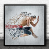 Edited Man Motion Splash Montages Composites Posture Expression Square Wall Art Print