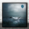 Ship Boat Paper Origami Balloon Water Seascape Transportation Square Wall Art Print