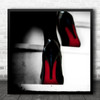 Shoes Louboutin Paris Red High Heels Feet Steps Stairs Abstract Square Wall Art Print