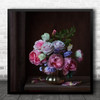 Flowers Roses Rose Vase Still Life Flower Flora Floral Botanical Square Wall Art Print