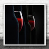 Wine Glass Red Liquid Bottle Bottles Still Life Drink Bar Square Wall Art Print