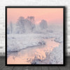 Landscape Light Sunrise Water River Snow Frost Frozen Winter Sun Square Wall Art Print