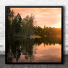 Sweden Summer House Cabin Cottage Lake Water Trees Forest Window Square Wall Art Print