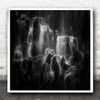 Waterfall Figures Rocks Ramona Oregon Us Fall USA United States Square Wall Art Print