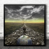 Clouds Globe Heavy Burden Path Road Way Environment World Earth Square Wall Art Print