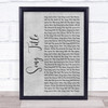 Queen Rain Must Fall Rustic Script Grey Song Lyric Print - Or Any Song You Choose