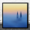 Visored Prague Foggy Sunrise Misty UNESCO Simple Simplicity Square Wall Art Print