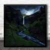 Waterfall Iceland River Travel Water Stream Rock Landscape Square Wall Art Print