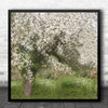 Blossom Spring Painterly Apple Tree Double Exposure Lonely Square Wall Art Print