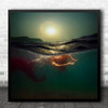 Underwater Person Fashion Model Surface Light Rays Moscow Square Wall Art Print