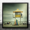 Surfing Guard People Water Sky Paradise Beach Boards Life Square Wall Art Print