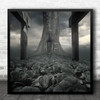 Fantasy Malang Java Tree Indonesia House Surreal Gateway Square Wall Art Print