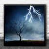 Opposite Lightning Electricity Power Weather Thunder Square Wall Art Print