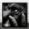 Abstract Black And White Wrinkles Eyes Nails Fingers Photography Square Wall Art Print