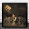 Montage Surreal Group Self Suit Tie Hat Time Clock Watch Filter Square Wall Art Print