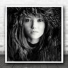 Fur Furry Hair Woman Face Portrait Skin Eyes Intense Gaze Look Square Wall Art Print