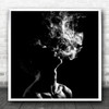 Outline Dark Low-Key Smoke Smoker Smoking Breath Air Breathe Square Wall Art Print