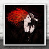 Woman Long Red Hair Pale White Laying Pose Square Wall Art Print