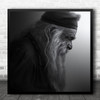 Man Old Portrait Monk Zakynthos Age Greece Beard Hat Wise Wisdom Square Wall Art Print