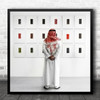 Arabic Clothed Person White Robe In Art Gallery Square Wall Art Print