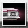 1959 Classic Vintage Car Pink Automobile USA America Cars Square Wall Art Print