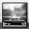 Classic Car Old Vintage Empire State Building Chrysler Vehicle Square Wall Art Print