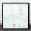 Snow Storm Tracks Yellow Signal Street Empty Nyc Alone Minimal Square Wall Art Print