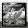 Action Adventure Sport Boat Sail Sailboat Person Sailing Ocean Square Wall Art Print